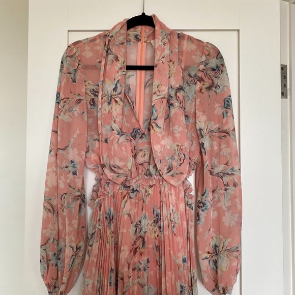 Keepsake The Label Women's Unravel Long Sleeve Tie Neck Pleated Midi Dress - Picture 3 of 8